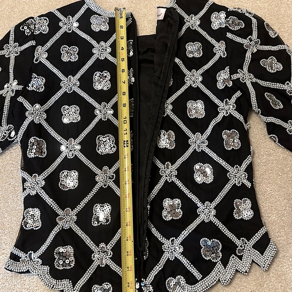 Vintage Lawrence Kazar faux pear and sequin beaded top long back zipper … - Picture 12 of 14
